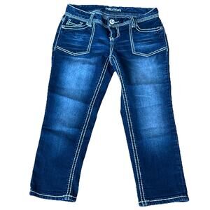 Maurices Womens Denim Jean Cropped Capri Pants‎ Size 3/4 Dark Wash